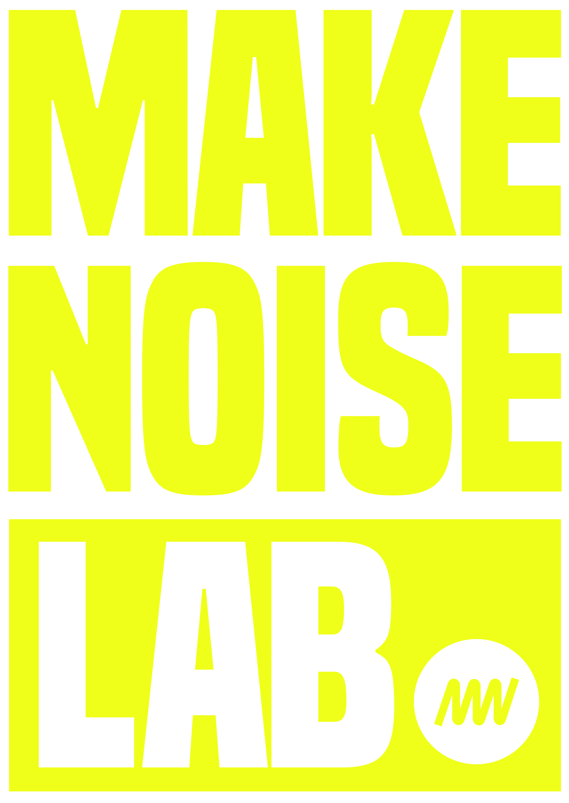 Logotipo de Make Noise Lab en tipografía amarilla grande